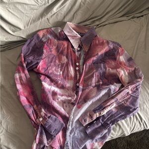 D&G *RARE/VINTAGE* 1990s Botticelli’s Birth of Venus Pointelle button down shirt